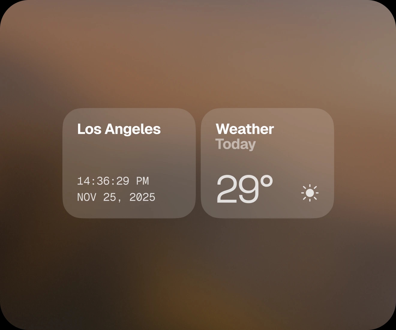 Home widgets: Los Angeles local time and today's weather.